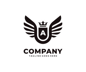 Shield and wings luxury logo template.Vector emblem design.
