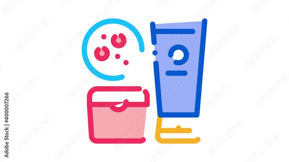 Poster cosmetics to solve problem icon animation. color cosmetics to solve problem animated icon on white b