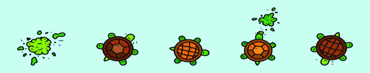 set of turtles animals cartoon icon design template with various models. vector illustration isolated on blue background