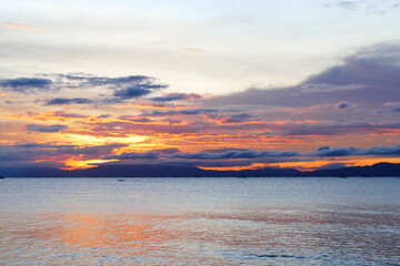 amazing view of sunrise at sea and in the tropics.