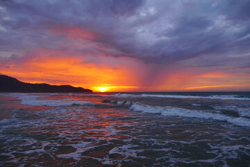 amazing view of sunrise at sea and in the tropics.
