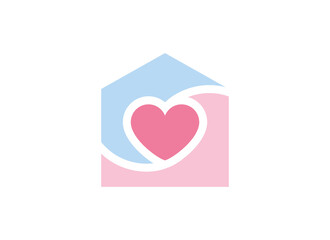 Heart house logo. Vector design
