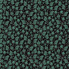 beautiful botanical pattern with a decorative pattern of branches and berries on a dark background. seamless vector pattern for fabrics, wallpaper, design