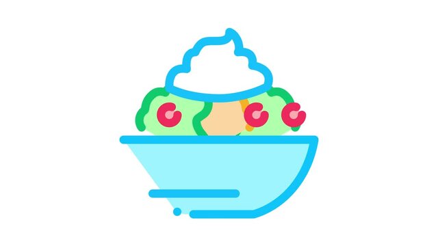 mayonnaise salad Icon Animation. color mayonnaise salad animated icon on white background