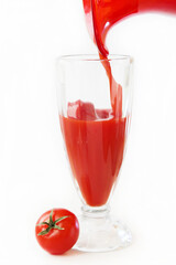 tomato juice and tomato on a white background