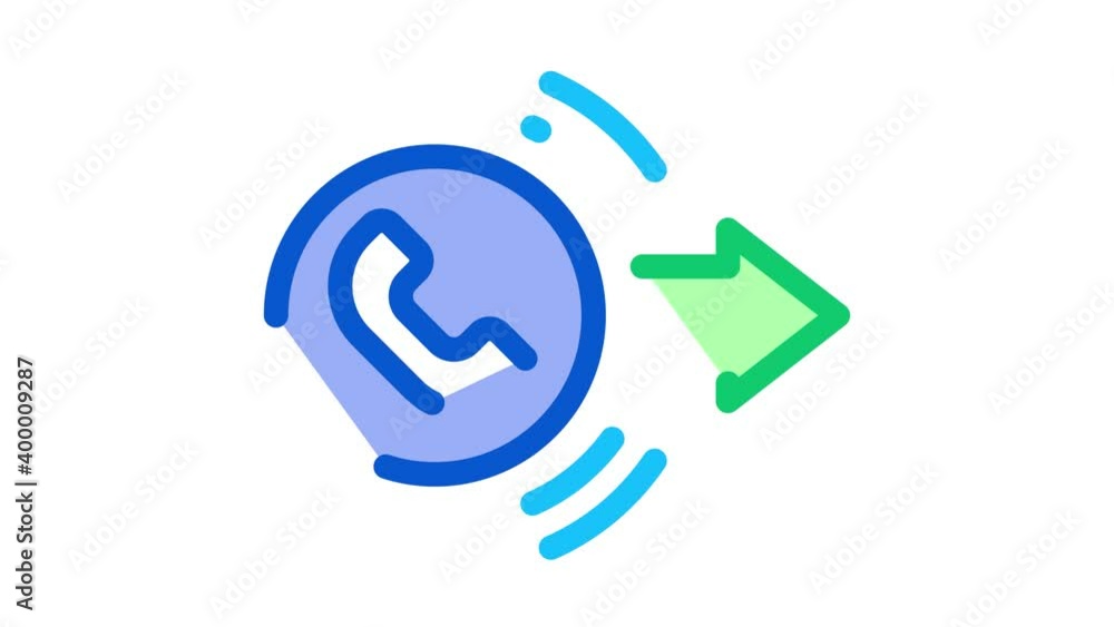 Poster outgoing call service icon animation. color outgoing call service animated icon on white background