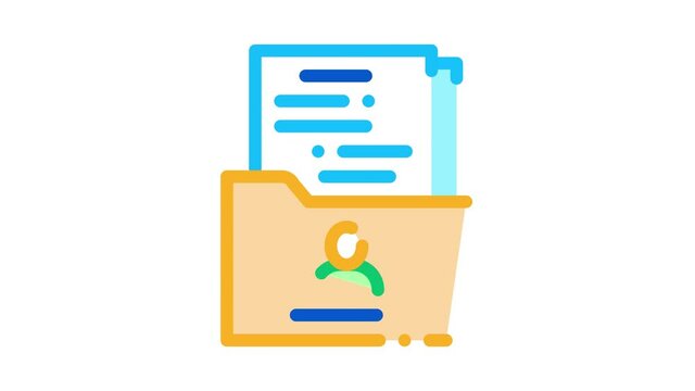 people info sheet folder Icon Animation. color people info sheet folder animated icon on white background