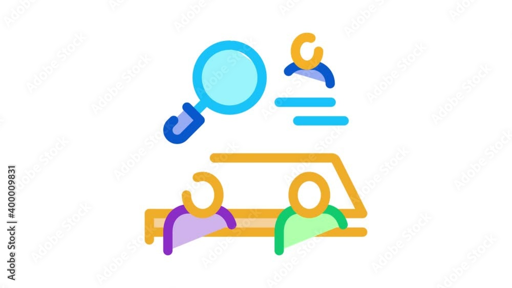Poster collective interview icon animation. color collective interview animated icon on white background