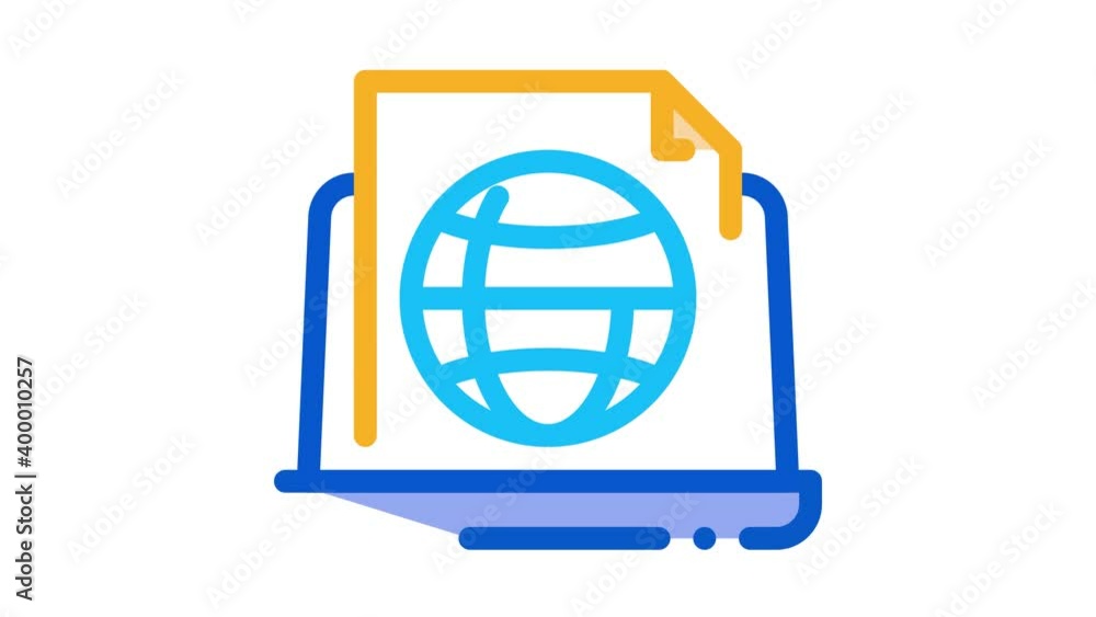 Poster global search engine optimization document icon animation. color global search engine optimization d