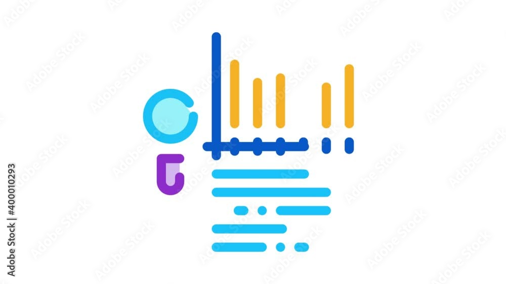 Poster study bar graph search engine optimization icon animation. color study bar graph search engine optim