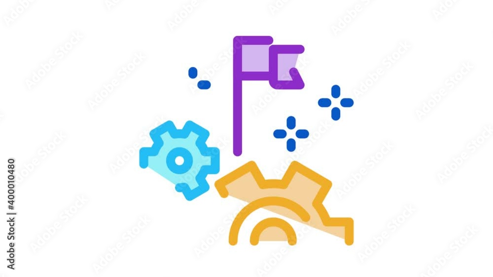 Poster engine optimization settings icon animation. color engine optimization settings animated icon on whi