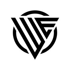 Initial WE triangle monogram cool modern logo vector