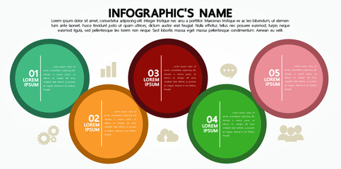 Five options circle infographic template for smart business presentation.