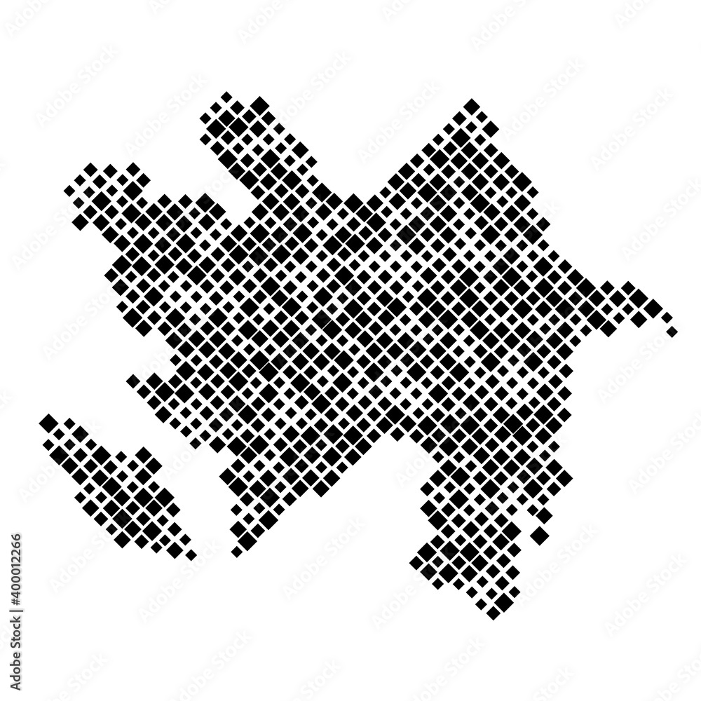 Aufkleber azerbaijan map from pattern of black rhombuses of different sizes. vector illustration.