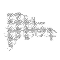 Obraz premium Dominican Republic map from black pattern of the maze grid. Vector illustration.