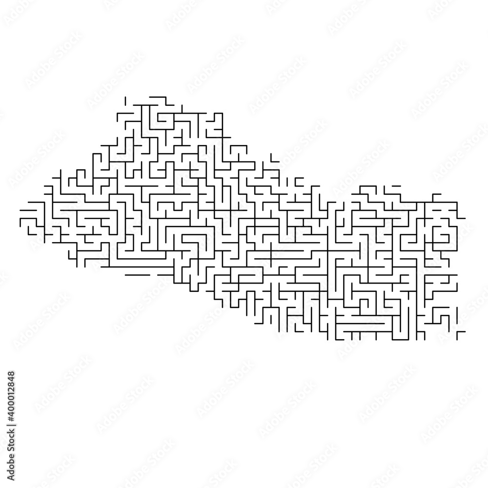 Poster salvador map from black pattern of the maze grid. vector illustration.