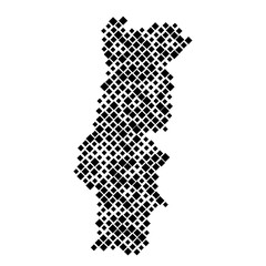 Portugal map from pattern of black rhombuses of different sizes. Vector illustration.