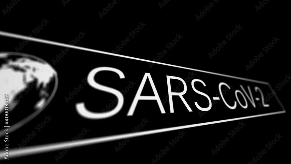 Poster typing sars-cov-2 in a searching field form on the internet. shallow depth of field in the black bac