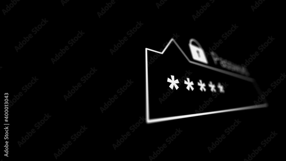 Poster entering password on a black page on the internet. internet technology safety concept. shallow depth