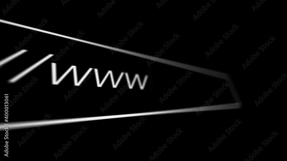 Poster entering abstract website and domain names on a black page on the internet. shallow depth of field.