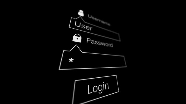 Entering Username and Password on a black page on the Internet. Internet Technology Safety Concept. Shallow Depth of Field.