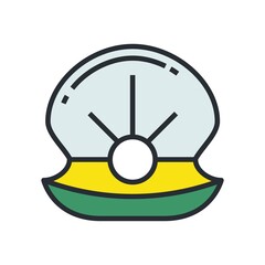 Shell with pearl icon in flat design style.