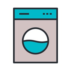 Washing machine flat icon isolated on white background. Laundry service symbol.