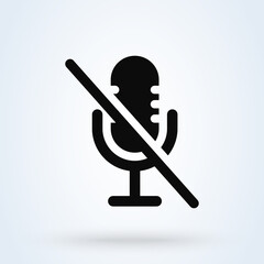 Mute unmute audio microphone sign icon or logo. audio concept. Classic mic shape app illustration.