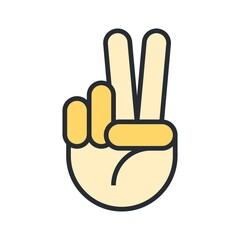 Fototapeta premium Hand gesture peace sign. Flat icon illustration.