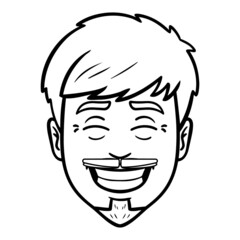 laughing man with closed eyes. outline, comic, avatar.