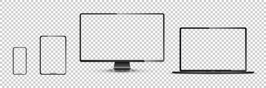 Realistic set of monitor, laptop, tablet, smartphone - Stock . Vector illustration
