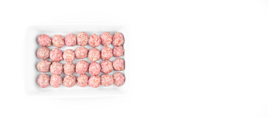 raw meat balls isolated on white