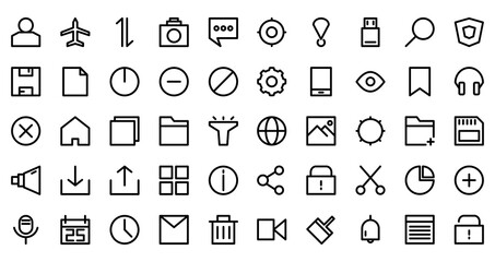 UI interface icon pack, Icon pack for UI design with modern outline style. Vector