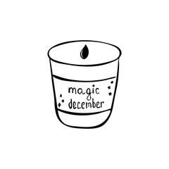 Magic aroma candle. Candle icon. Candlelight design. vector graphics are drawn by hand, doodles, on a white background for the design of cards, labels