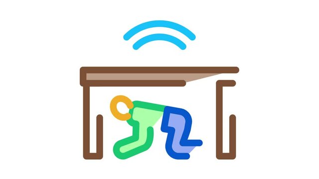 protection hide human under table Icon Animation. color protection hide human under table animated icon on white background