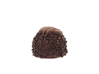 Crispy chocolate candy isolated on white background