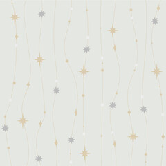 Vector seamless pattern with christmas delicate gold and gray stars. Good for wrapping paper texture, posters, winter greeting cards, fashion design print texture.