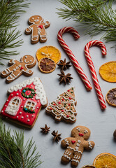 Gingerbread cookies for christmas Festive, sweet pastry, . Beautiful, spice. Christmas concept 