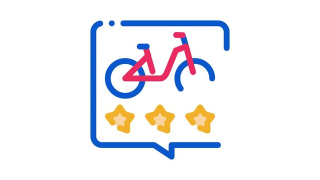 star rating bike sharing services Icon Animation. color star rating bike sharing services animated icon on white background