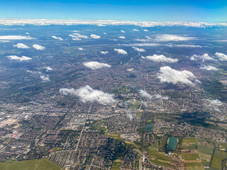 Luftbild von München, Blick über die Stadt von Norden nach Süden