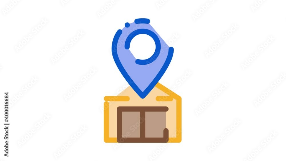 Poster home geolocation icon animation. color home geolocation animated icon on white background