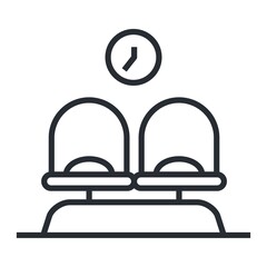 Airport waiting room icon. Flat vector illustration.