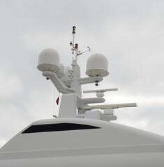 Navigation equipment, radars and antennas on yacht