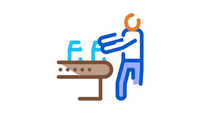 farm milk convector worker Icon Animation. color farm milk convector worker animated icon on white background