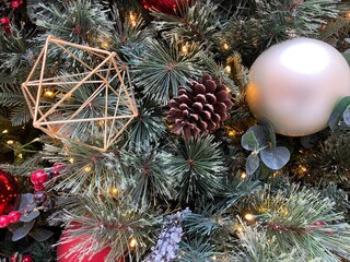 Decorations on a Christmas Tree.