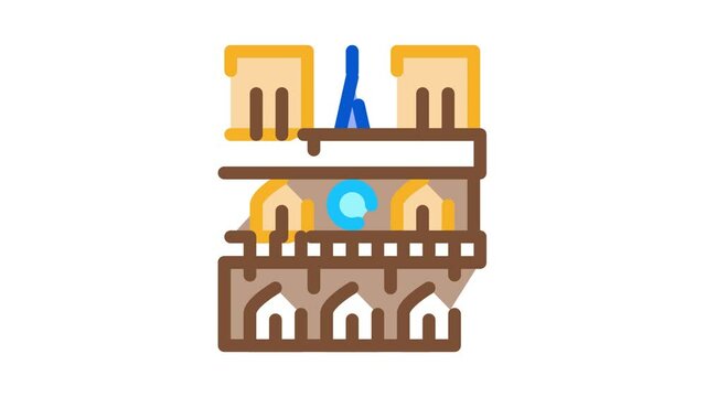 notre dame de paris Icon Animation. color notre dame de paris animated icon on white background