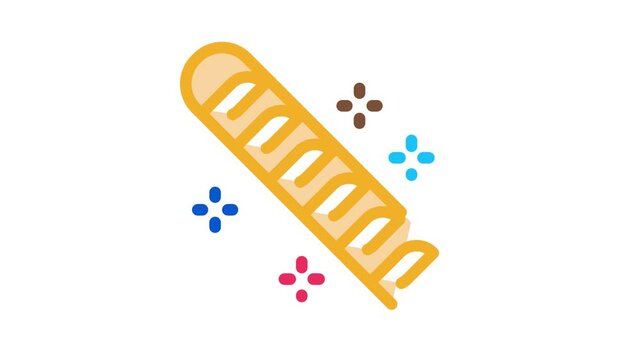baguette top view Icon Animation. color baguette animated icon on white background