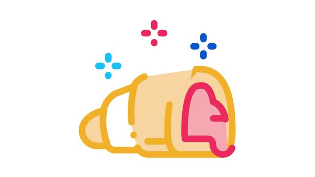 stuffed croissant Icon Animation. color stuffed croissant animated icon on white background