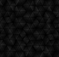 Abstract background triangle shape with rounded ends. Black seamless hexagon geometric shape. Shiny gradient pattern. Vector illustration.