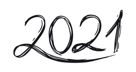 2021 Happy New Year. Hand drawn illustration.